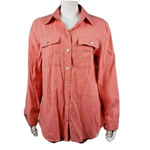 Chicos Orange/Pink Button Down Top Size 1 Medium
